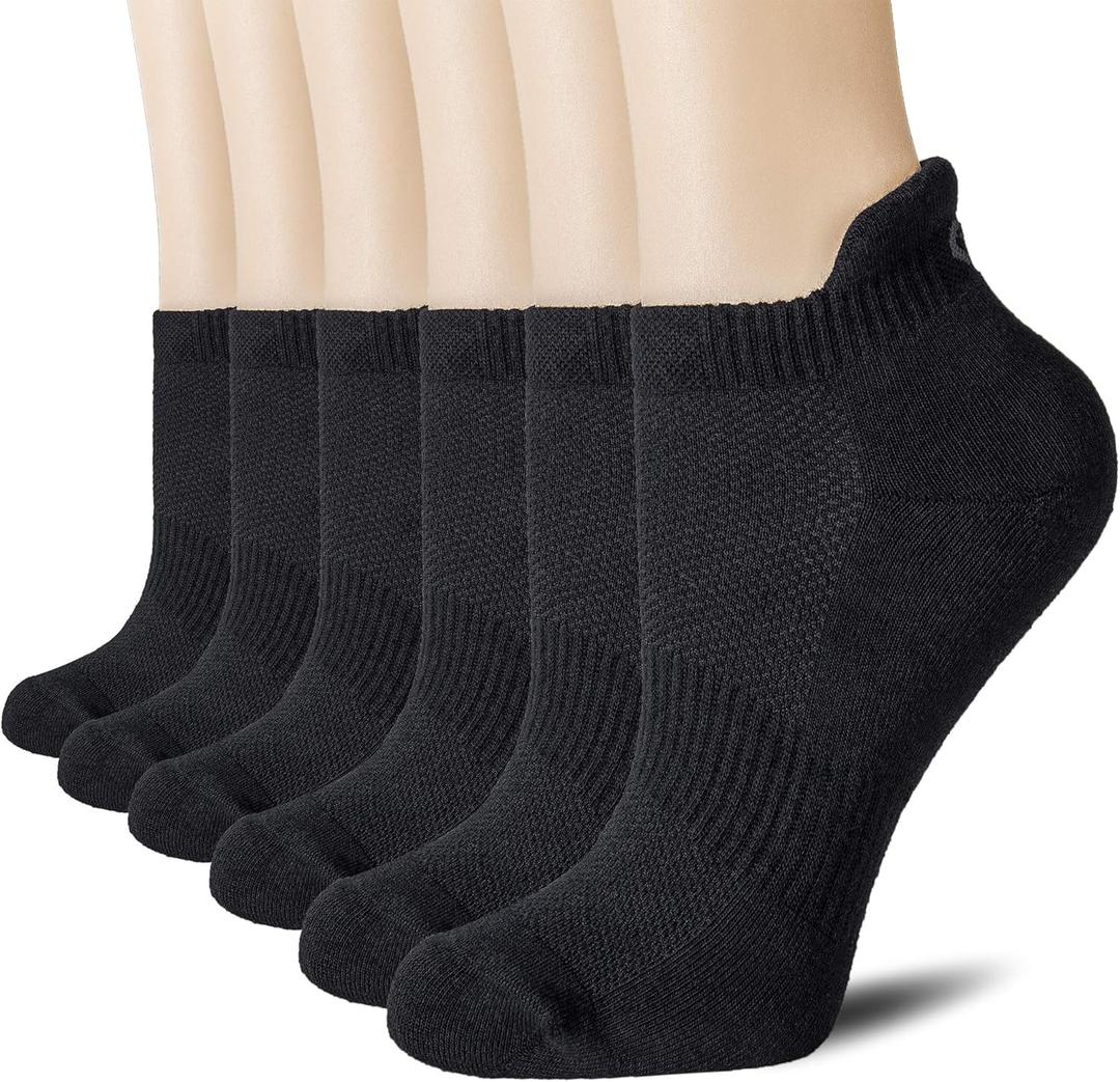 CS CELERSPORT 6 Pairs Ankle Athletic Running Socks Low Cut Sports Tab Socks for Men and Women (Large)