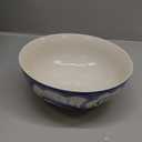 Maxdot Blue and White Bowl 10 x 5 Inch Large Hand Painted Stoneware Decorative Vase Bowl with Floral Chinoiserie Ceramic Design for Kitchen Centerpiece Creative Home Decor