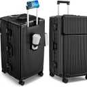 feilario 30in Super Large Captain Aluminum Frame Hardside Spinner Wheels Luggage, Zipperless Checked Suitcase with Front Compartment/Cup Holder/Phone Holder