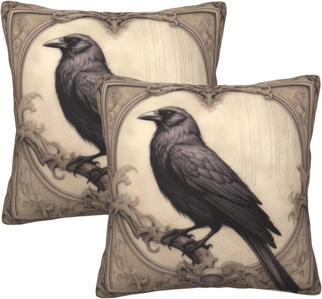 2 x Bird Throw Pillow Covers 18 X 18 Inch Set of 2 Pillow Cases Decoration Cushion Cover for Sofa Bedroom Living Room Outdoor (Bird, 18"x18")