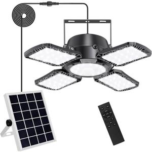 Aqonsie Solar Shed Light Outdoor Indoor, 176LED Solar Powered Motion Sensor Pendant Light Daytime, Solar Indoor Lights with 5 Lighting Modes & Remote for Shed Gazebo Barn Garage Home (Black (1 Pack))