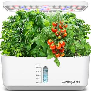 Ahopegarden Indoor Garden Hydroponics Growing System: 10 Pods Plant Germination Kit Herb Vegetable Growth Lamp Countertop with LED Grow Light - Hydrophonic Planter Grower Harvest Lettuce