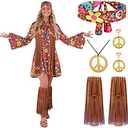 Spooktacular Creations Hippie Costume Women, Halloween 70s Outfits for Women, Adult Hippie Dresses for Halloween Party, S