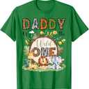 Daddy Of The Wild One 1St Birthday Boy Safari Jungle T-Shirt (Green, 2XL)