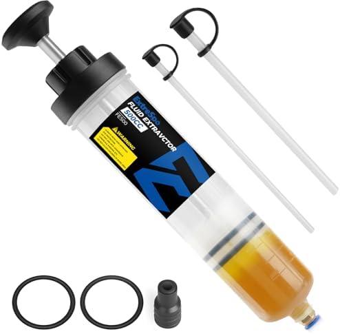 ExtreSpo 500CC Fluid Extractor, Fluid Syringe Pump, Oil Extractor for Cars Ships Engines Lawn Mowers Fluid Extraction and Filling, with 2 Transparent Hose