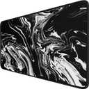 Large Extended Gaming Mouse Pad with Stitched Edges, Durable Non-Slip Natural Rubber Base, Waterproof Computer Keyboard Pad Mat for Esports Pros/Gamer/Desktop/Office/Home - Black White (31.5L x 15.6W inches)