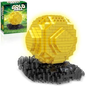 Gold Soccer Ball Micro Mini Building Block Set for Adults, Sports Football Fans for Home Office Decor, STEM Trophy Educational Toys for Boys Teens Age 14+ (646 Pieces) No Compatible with Lego