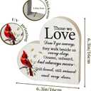 Mothers Day Memorial Gift Wooden Heart Sign Red Cardinal with Spring Leaves - Sympathy Gift for Loss of Loved One, Bereavement Tabletop Decor (Pack of 2)