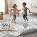 LOONGRUG Round Rug 10x10 Washable Neutral Modern Rug for Living Room Blue | Circle Large Abstract Soft Stain Resistant Indoor Non-Slip Carpet for Bedroom Nursery Kids Office Playroom Dining Room