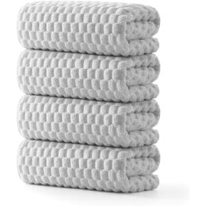 REDKISS 4 Pack Gray Microfiber Bath Towels - Extra Large Waffle Towels Set for Bathroom, Super Absorbent Towel Set of 4 Lagre, Quick Dry Bathroom Towel for Spa, Gym,Travel, Lint Free, Ultra Soft