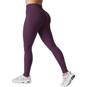 HIGORUN Women Workout Impact Leggings Scrunch Butt Lifting Gym Yoga Seamless Booty Leggings Purple M