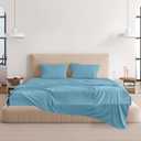 CHOEGOBEST Easy Care Luxury Microfiber Extra Soft and Cooling Bed Sheet Set with Deep Pockets (Aqua, King Set of 4)