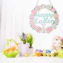 Easter Wreaths for Front Door, Colorful Bunny Eggs Wood Wreath, Wood Easter Decorations for Home, Happy Easters Sign for Indoor Outdoor Decor