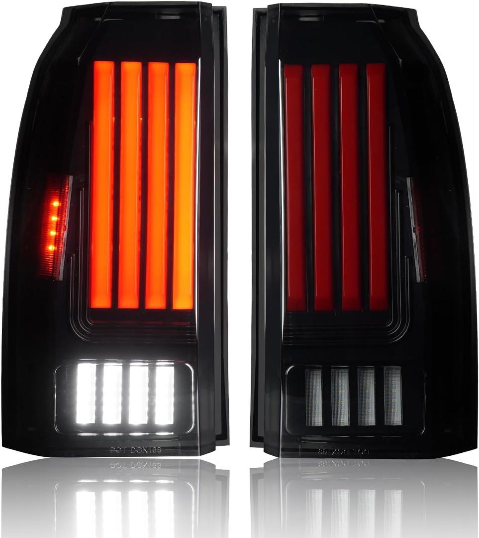 LED Tail Lights Assembly Fit for GMC Yukon and Yukon XL 2015-2020, LED Tube Rear Brake Lamp Taillight Assembly,Black Housing Smoke Lens