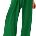 Womens Elastic High Waisted Palazzo Pants 2024 Summer Trendy Casual Wide Leg Pant Long Lounge Trousers with Pocket (Small)