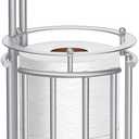 Meangood Toilet Paper Holder Stand and Tissue Paper Roll Dispenser for 4 Mega Rolls, Bathroom Free Standing Tissue Roll Storage Holder Rack, Detachable (Matte Silver)