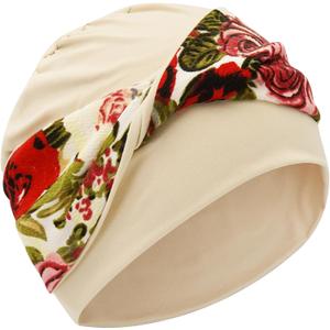 XYIYI Knot Chemo Headwear for Womens Cancer Patients, Stretchy Chemotherapy Headwraps Beanie Hats (Beige)