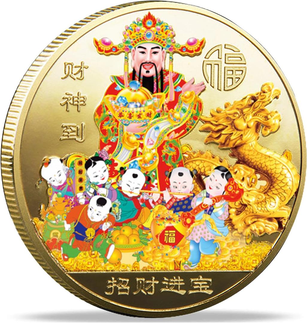 Chinese Year of The Dragon God of Wealth Lucky Coin Lottery Tickets Scratcher Tool Feng Shui Decor Poker Card Protector