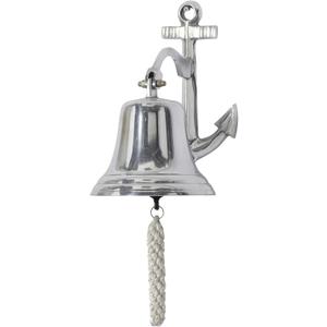 Deco 79 Aluminum Metal Bell Home Wall Decor Wall Sculpture with Anchor Backing, Wall Art 7" x 7" x 10", Silver