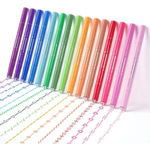 15 Colors Curve Highlighter Pens Set15 Different Shapes Dual Tip Markers Cool Pens for Journal Planner Scrapbook Art Office School Supplies (Pattern Tip + Fine Tip (15 vibrant))
