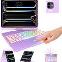 TQQ iPad Pro 13-inch Case with Keyboard (M5 2025 / M4 2024), iPad Pro 13 Keyboard Case with Pencil Holder, Multi-Touch Trackpad, 360 Rotatable, 7-Color Backlit, Thin & Light (Purple)