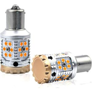 LivTee 3156 3056 P27W LED Turn Signal Light Blinker Bulbs - Error Free Canbus - Anti Hyper Flash, Amber Yellow
