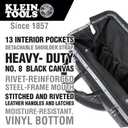 Klein Tools 510218SPBLK Tool Bag, Large 18-Inch Deluxe Canvas Tool Bag and Organizer with 13 Pockets and Shoulder Strap, Black