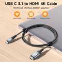USB C to HDMI Cable 3.3ft, [4K, High-Speed], USB Type C to HDMI Cord [Thunderbolt 3/4 Compatible] for iPhone 17 16 15 Pro Max Plus Air, MacBook iPad Pro/Air,Samsung S26 S25 S24 S23 S22 Surface Switch (Grey)
