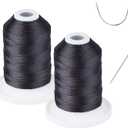 UV Resistant - Heavy Duty Outdoor Thread for Hand or Machine Sewing - Simthread 100% Polyester Bonded Thread Tex 69 (12wt) - 250 Yards x 2 Spools NP-Black