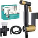BARROCK Handheld Bidet Sprayer for Toilet, Stainless Steel Metal Made Baby Cloth Diaper Spraying Kit, Bathroom Toilet Bidet Attachment Set for Bathing Pets and Feminine Washing,Matte Black and Gold