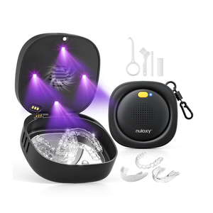 Nulaxy UVC Retainer Case with Fan, Magnetic Closure Aligner Case Includes Vent Holes and Mirror, Portable Retainer Box with Removal Tool and Brush Compatible with Invisalign Retainer Slim Aligner