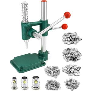 QWORK Button Maker Kit with 3 Sizes Die Sets and 300 Buttons, 11/16", 1", 1-3/16" (18, 25, 30mm) Diameter Hand Fabric DIY Button Making Punch Cloth Button Cover Making Machine Tool