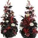 Ling's Moment Black Christmas Decorations, 41" Tall Fall Free Standing Artificial Flowers Arrangements 2 pcs Wedding Arch Altar Stage Decor Ceremony Church Backdrop Outdoor Floral Party, Burgundy Red
