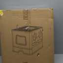 XL Foldable Cat Litter Box with Lid - Jumbo Enclosed Potty - Top Entry Anti-Splashing Toilet - Includes Scoop & 2-in-1 Cleaning Brush (Blue)