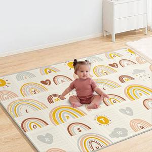 Blissful Diary Baby Play Mats for Floor, Reversible Soft Foam Playmat for Babies and Toddlers, Foldable Waterproof Baby Crawling Mat with Edge Reinforcement for Indoor & Outdoor, 78''x50''