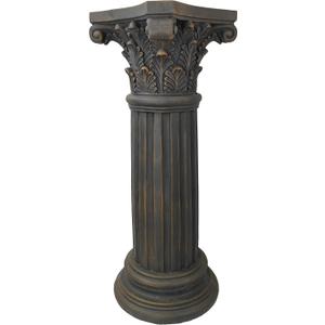 OUTOUR Unique Magnesium Oxide Corinthian Greek Column Pillar with Stand Base Pedestal for Indoor Outdoor Garden Backyard Courtyard Patio Decor33.5High,Antique Bronze, 13"Wx13"Dx33.5"H