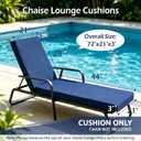 Chaise Lounge Cushions Outdoor Set of 2, 72"x21"x3", Navy Blue