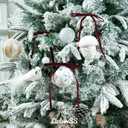 Burgundy Velvet Ribbon Christmas Bow 5 x 7 Inches Premade Maroon Bows for Christmas Tree Hanging Decorations Gift Wrapping Wreaths Crafts Outdoor Indoor Home Decor Wedding, Pack of 24