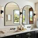 Vanity Bathroom Mirror for Wall, 2 Pack 36x24 Arched Bathroom Mirror for Over Sink, Arched Metal Frame for Bedroom, Living Room, Entryway, Hanging or Leaning, Black