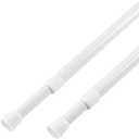 KXLife 2 Pcs Spring Tension Curtain Rod Adjustable 28 to 40 Inches, 5/8" Diameter, White, Expandable Spring Loaded Tension Rods For Window No Drilling