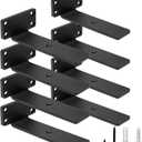 HITOMEN Heavy Duty Floating Shelf Brackets, 6-Inch (1/5'' Thick) Hidden Shelves Hardware, Iron L Brackets, Rustic Industrial Black Metal Wall Shelving Supports, 8 Pack
