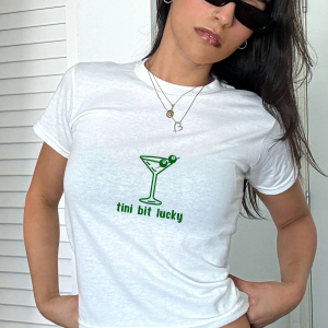 Tini Bit Lucky Baby Tee, Martini Tshirt, Size: S