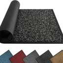 Mibao Front Door Mat, Dirt Trapper Welcome Mat for Outdoor Indoor, Non-Slip Waterproof Doormat, Durable Machine Washable Low Profile Entry Rug for Back Door Outside Patio Porch, 48" x 24", Black