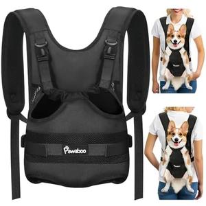 Pawaboo Pet Dog Front Carrier Backpacks, Legs Out Pet Carrier Backpack for Dogs, Adjustable Dog Chest Carriers Purse for Dogs Hands Free for Travel Hiking Cycling Camping, XL, Black