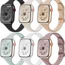 6 Pack Thin Bands Compatible with Apple Watch Band 38mm 40mm 41mm 42mm 44mm 45mm 46mm 49mm Women Men, Sport Silicone Strap Slim Wristband for iWatch Series 11 10 9 8 SE 7 6 5 4 3 2 1 Ultra
