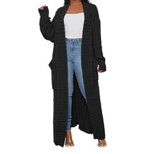 ADILACA Maxi Cardigan, Plus Size, Floor Length, with Pockets - Women's Black Cardigan Medium
