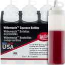 TableCraft 12634 Widemouth Condiment Squeeze Bottles, 63 mm Wide Opening, Cone-Tip Top, Tethered Cap, Clear Sauce Dispensers for Food Prep, 32 oz (946 mL), NSF, Made in USA, Pack of 6