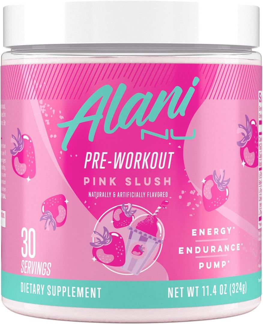 Alani Nu Pre Workout Powder Pink Slush, Amino Energy Boost, Endurance Supplement, Sugar Free, 200mg Caffeine, L-Theanine, Beta-Alanine, L-Citrulline, 30 Servings, BB FEB2028