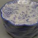 Kochorie 150 Pieces Blue Flower Paper Plates 7 Inches Disposable Floral Paper Plates Scalloped Blue Chinoiserie Vintage Flower Dessert Plate for Wedding Birthday Holiday Party Decor Supplies