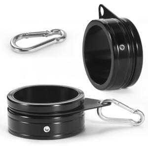 Flag Pole Rings, Aluminum Alloy Flag Pole Clips Swivels 360 Rotating Anti Wrap Mounting Ring with Carabiner, Flag Pole Kit Parts (:2 Inch -Pack of 2(Black))